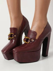 Casual Platform Metal Details Daily Casual Pumps High Heel