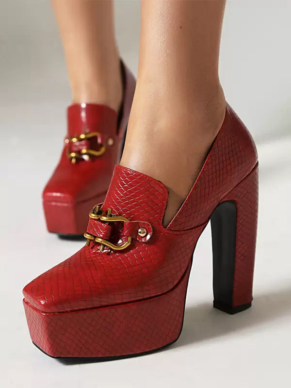 Casual Platform Metal Details Daily Casual Pumps High Heel