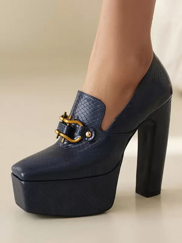 Casual Platform Metal Details Daily Casual Pumps High Heel