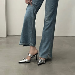 Casual Pointed Belt Buckle Baotou Thin Heel Belt Buckle Sandals