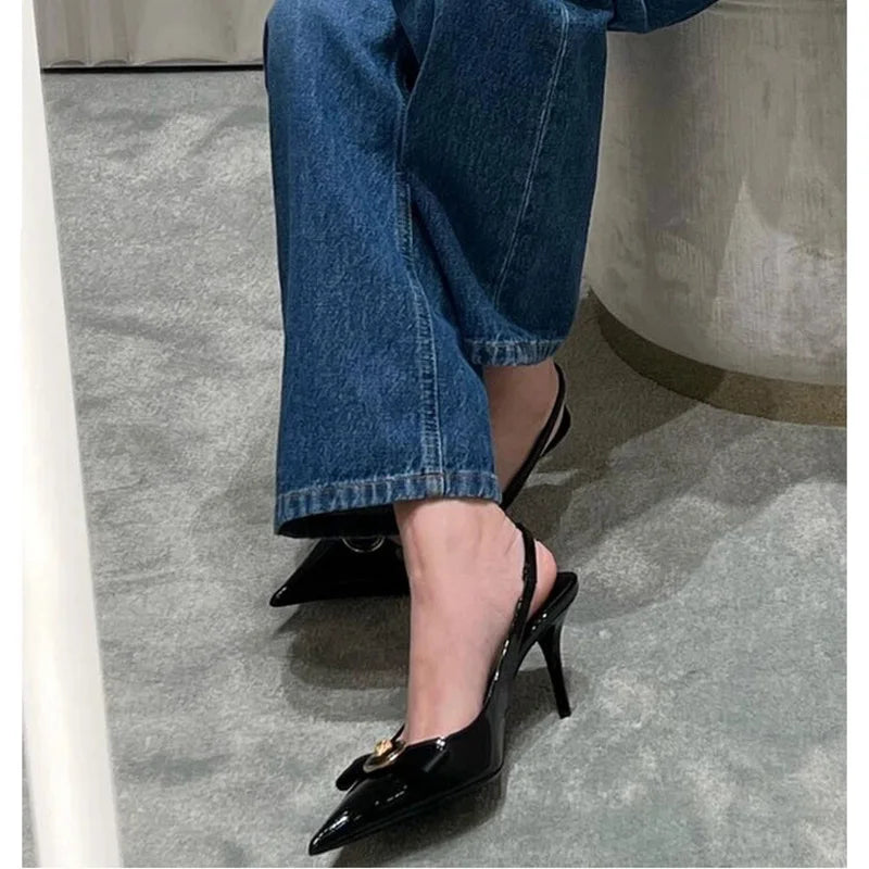 Casual Pointed French Temperament Bow Light Mouth High Heels