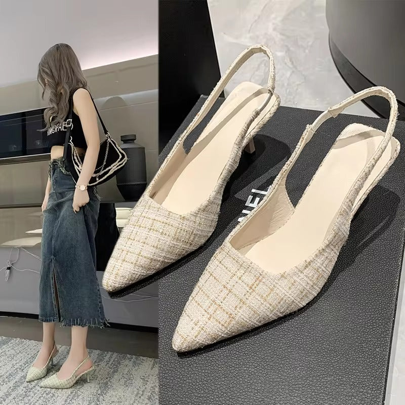 Casual Geometric Pointed High Heel Hollow Half Headed Sandals