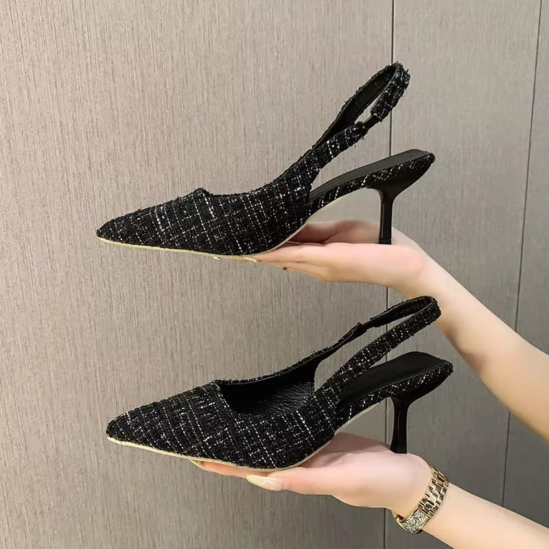 Casual Geometric Pointed High Heel Hollow Half Headed Sandals
