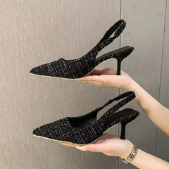Casual Geometric Pointed High Heel Hollow Half Headed Sandals