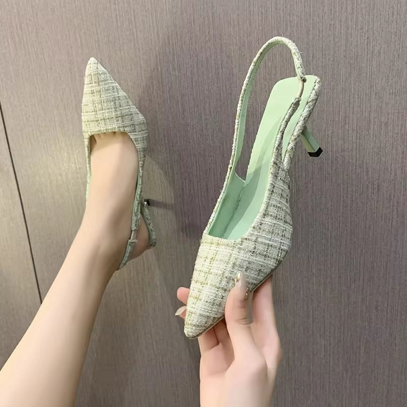 Casual Geometric Pointed High Heel Hollow Half Headed Sandals