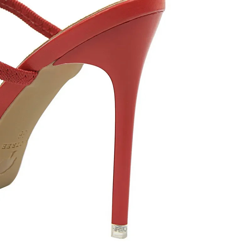 Casual Pointed Toe Shallow Slides Slip on High Heels