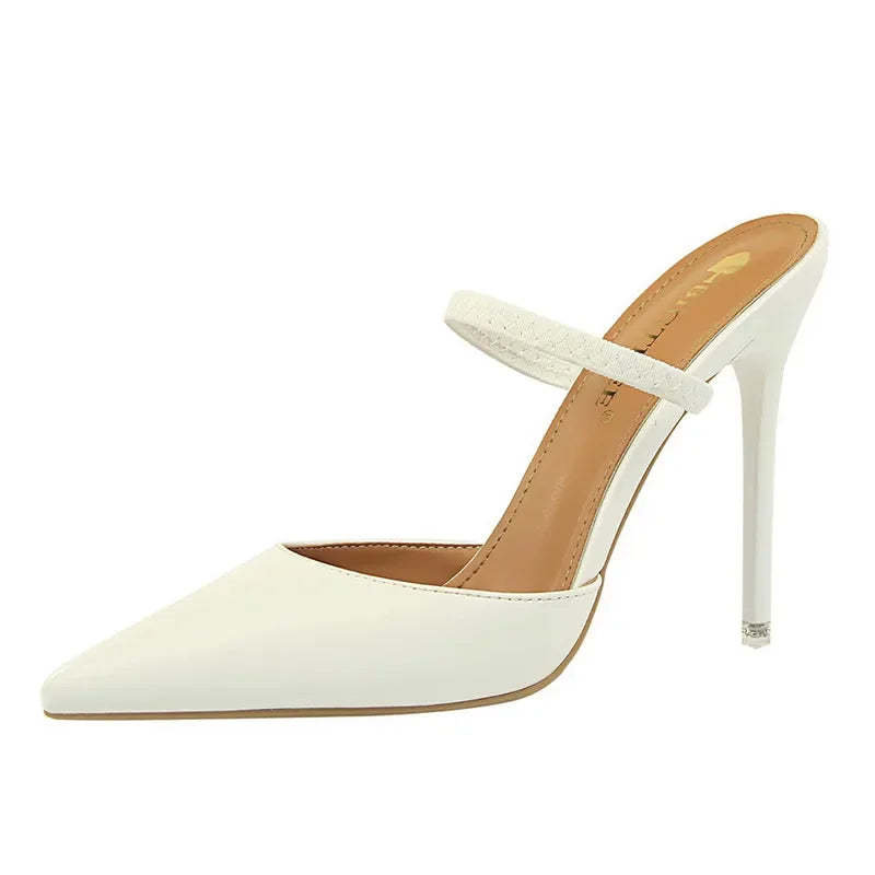 Casual Pointed Toe Shallow Slides Slip on High Heels