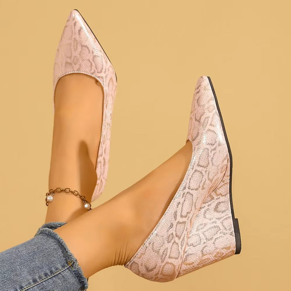 Casual Pointed Toe Slip On Office Lady Wedges Working Pumps High Heels