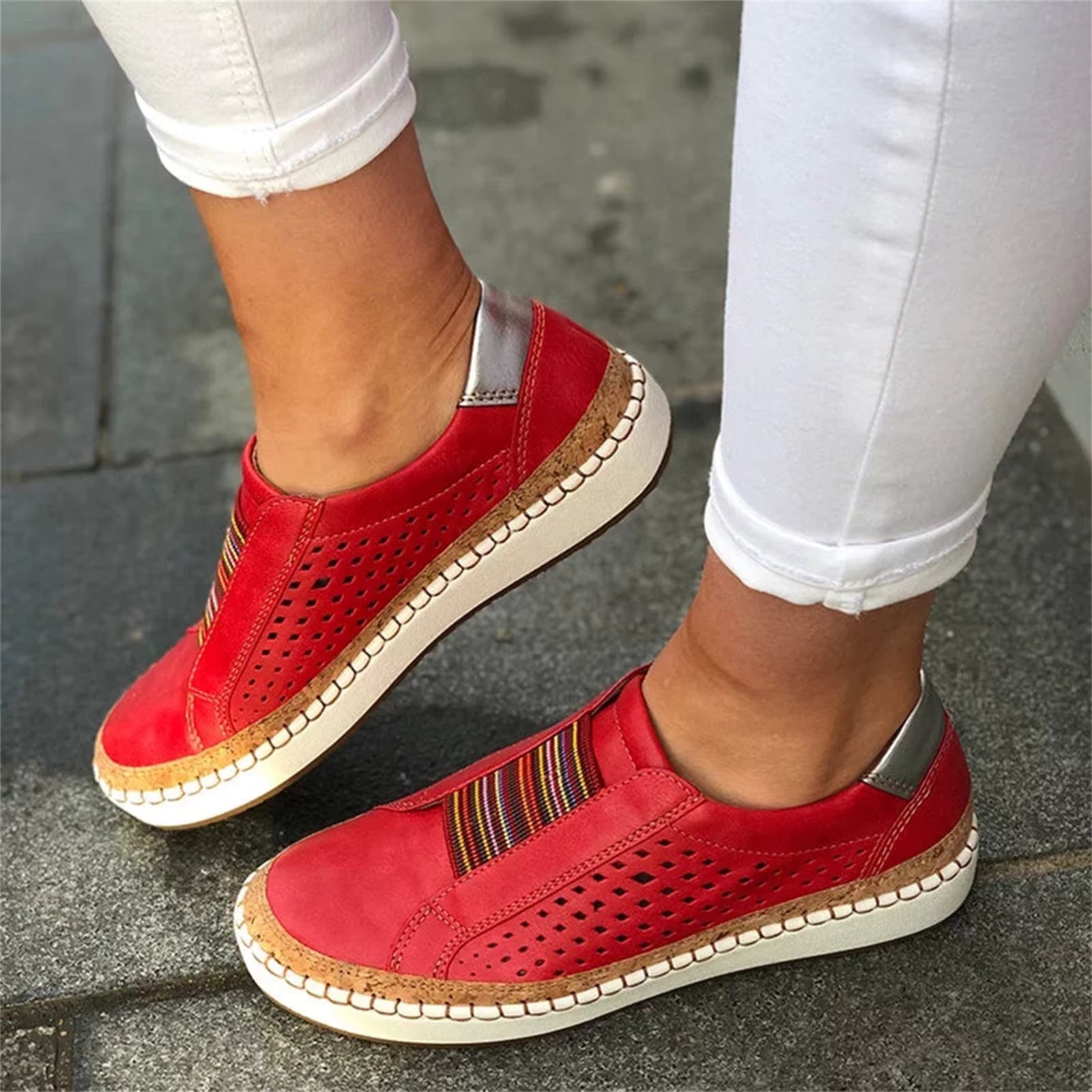 Casual Polyester Solid Color Hollow Out Breathable Mesh Shoes