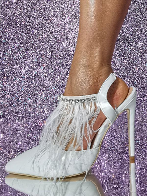 Casual Polyurethane Feather Detail Prom Rave Club High Heels