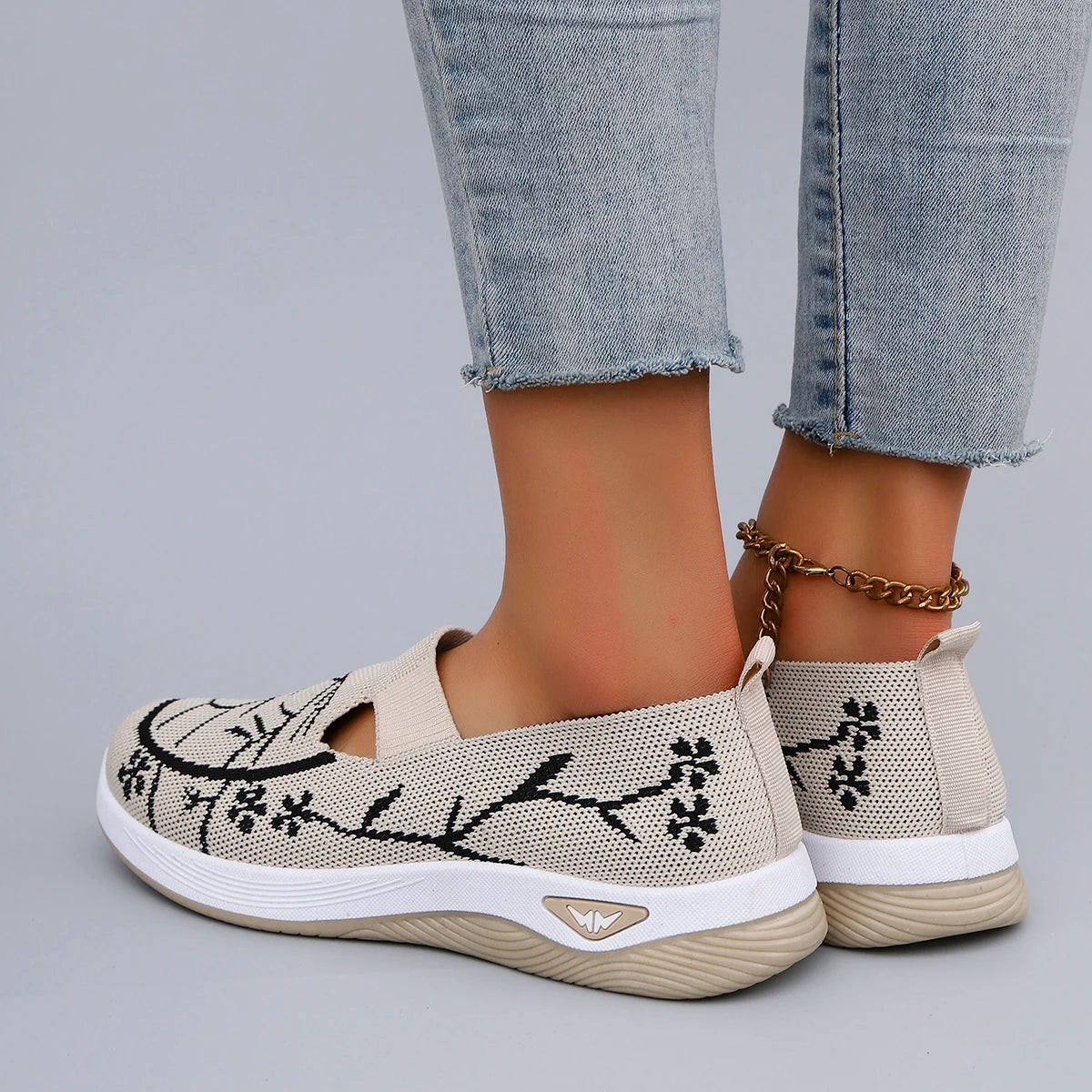 Casual Prints Comfortable Breathable Lightweight Soled Flat Sports Shoes