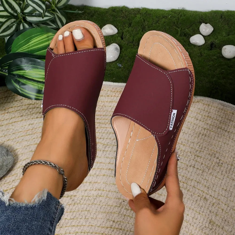 Casual Pull On Beach Style Wedge Slip On Slippers Footwear