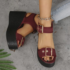 Casual Rear Strap Platform Wedge Open Toe Super High Heel Sandals