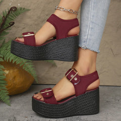 Casual Rear Strap Platform Wedge Open Toe Super High Heel Sandals