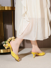 Casual Round Mesh Breathable Rhinestone Stiletto High Heels