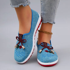 Casual Rubber Cotton Fabric Shallow Breathable Mesh Flat Shoes
