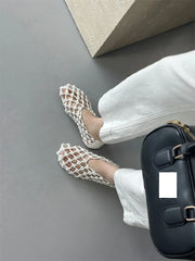 Casual Rubber Weave Comfortable Slip-On Hollow Out Flat