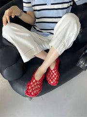 Casual Rubber Weave Comfortable Slip-On Hollow Out Flat