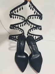 Casual Sequined Pointed Toe Rhinestones Strappy Pumps High Heel