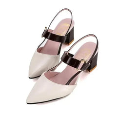 Casual Shallow Ankle Strap Pointy Chunky Sandals