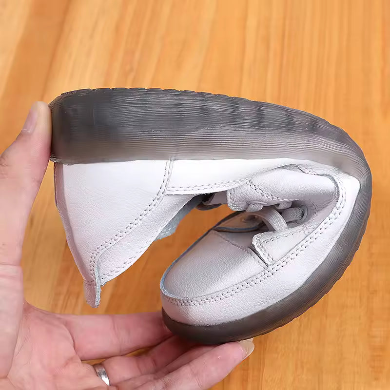 Casual Shallow Flat Shoes Soft Soles Comfortable Lace-Up Leather Single Shoes