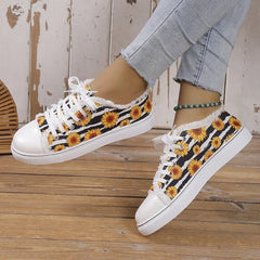 Casual Lace-up Skull Bat Pattern Up Breathable Flat Shoe