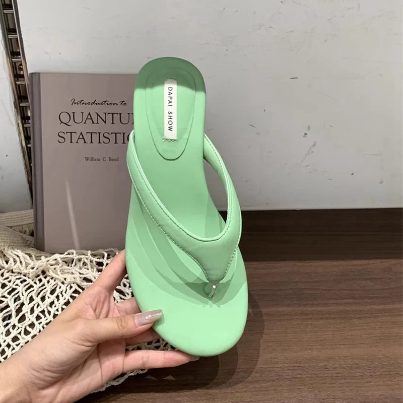 Casual Slides Narrow Band Outdoor Wedge Heel Flip Flops Slipper
