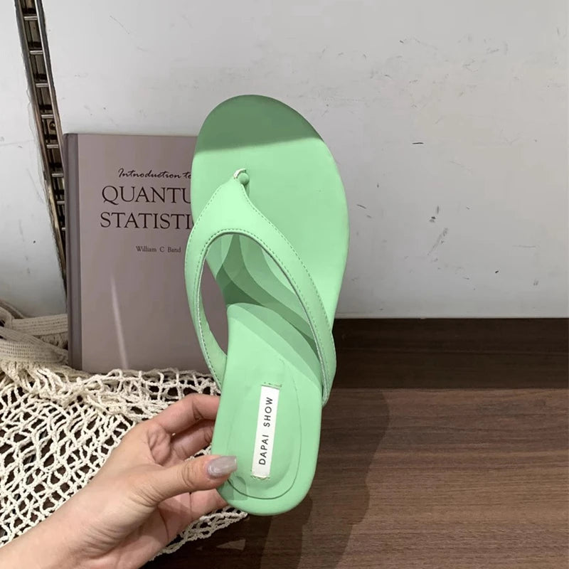 Casual Slides Narrow Band Outdoor Wedge Heel Flip Flops Slipper