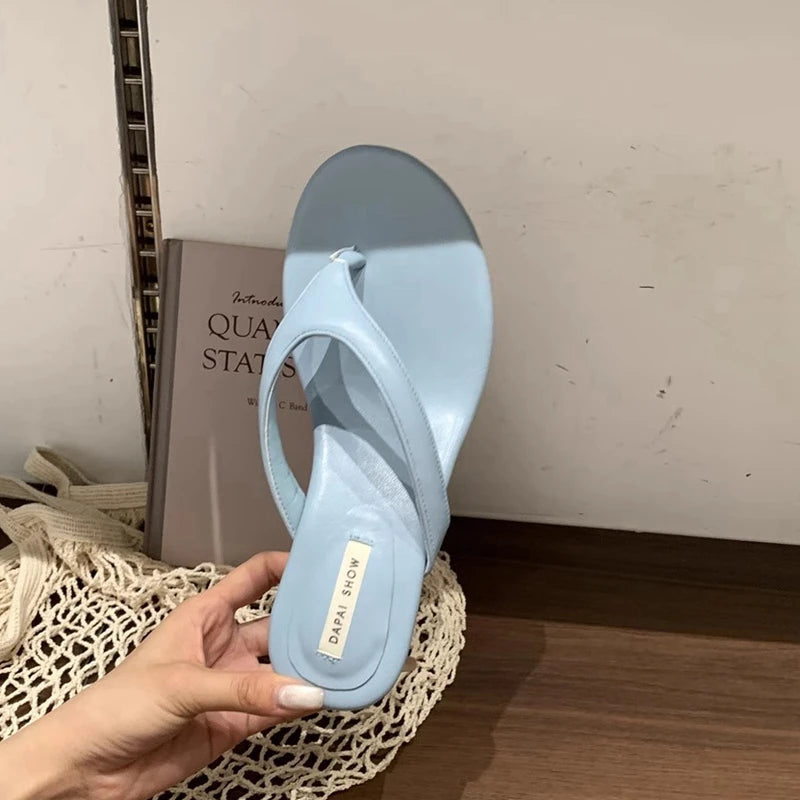 Casual Slides Narrow Band Outdoor Wedge Heel Flip Flops Slipper