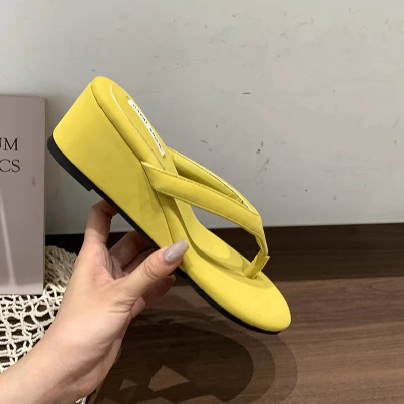 Casual Slides Narrow Band Outdoor Wedge Heel Flip Flops Slipper
