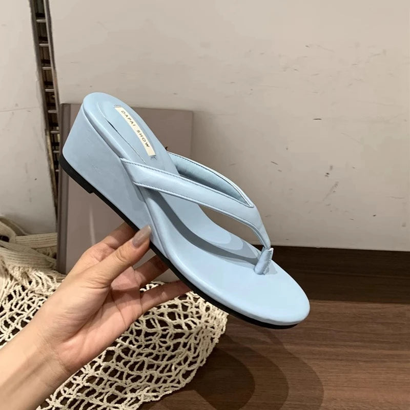 Casual Slides Narrow Band Outdoor Wedge Heel Flip Flops Slipper