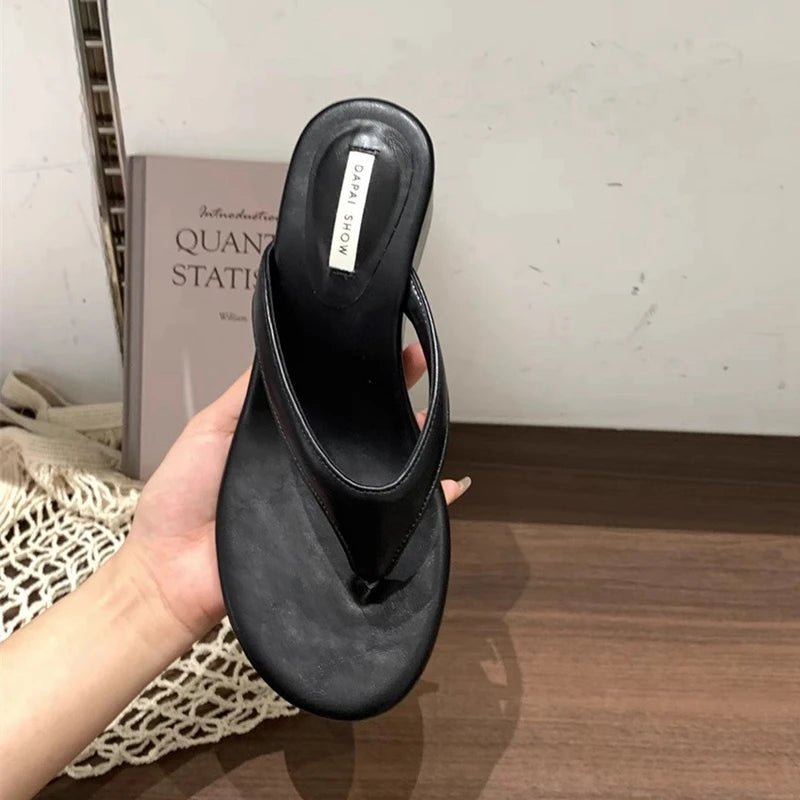 Casual Slides Narrow Band Outdoor Wedge Heel Flip Flops Slipper
