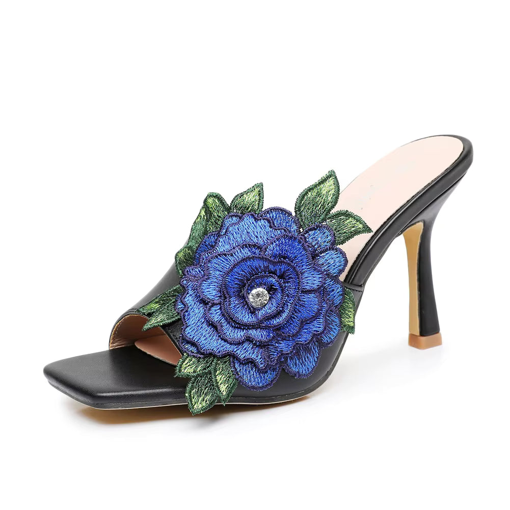 Casual Slip on Embroidery Super High Heel Party Sandals