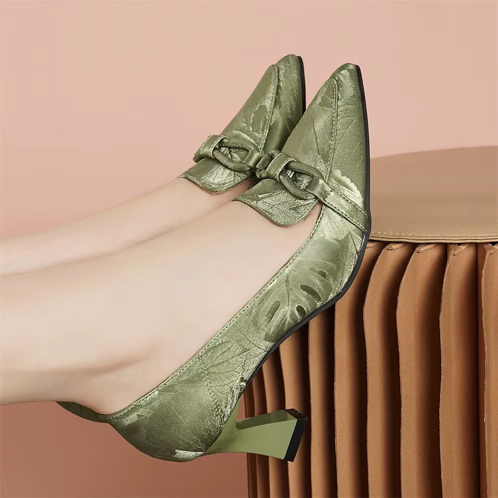 Casual Slip on Leather Outdoor Office Block Small Heels Shoes