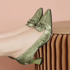 Casual Slip on Leather Outdoor Office Block Small Heels Shoes