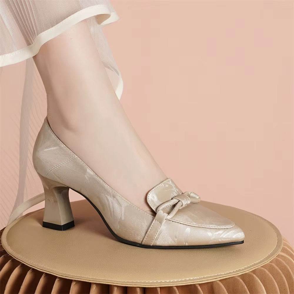 Casual Slip on Leather Outdoor Office Block Small Heels Shoes