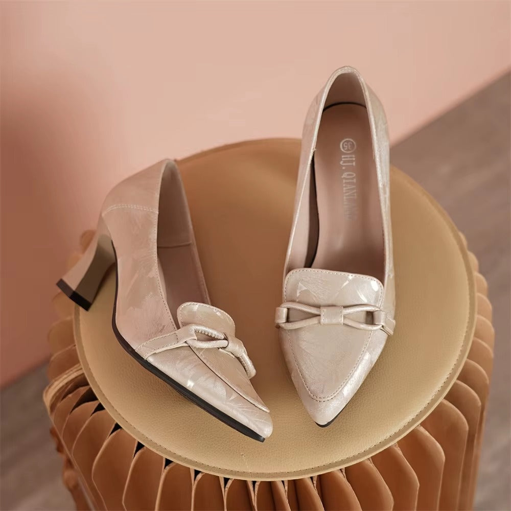 Casual Slip on Leather Outdoor Office Block Small Heels Shoes
