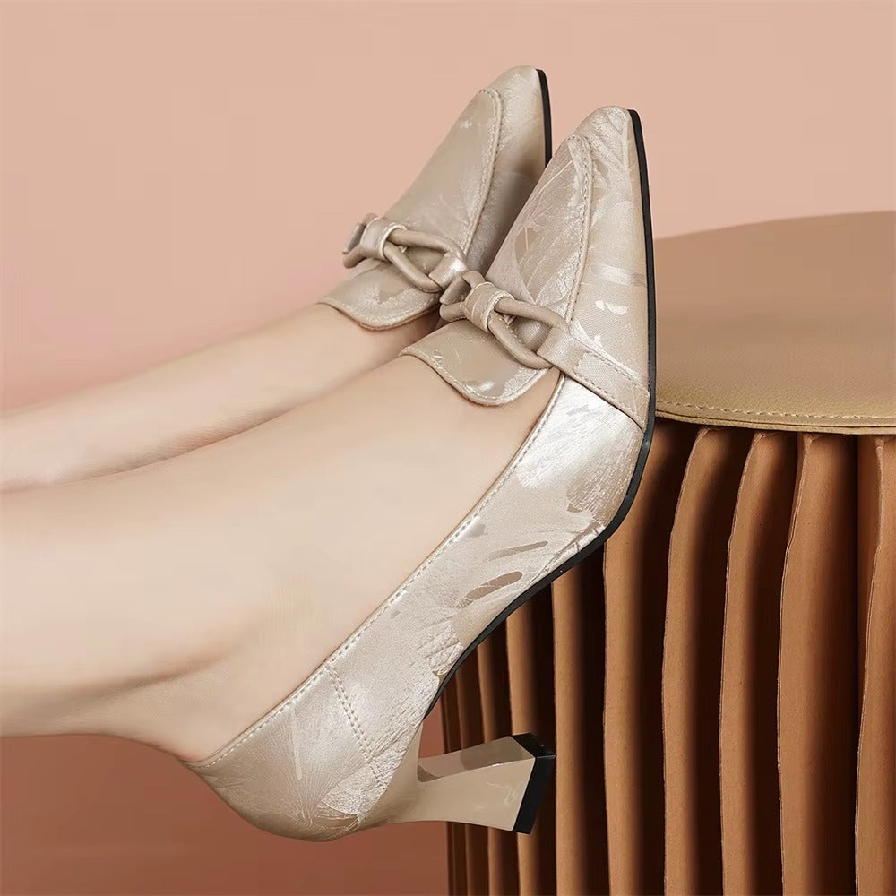 Casual Slip on Leather Outdoor Office Block Small Heels Shoes