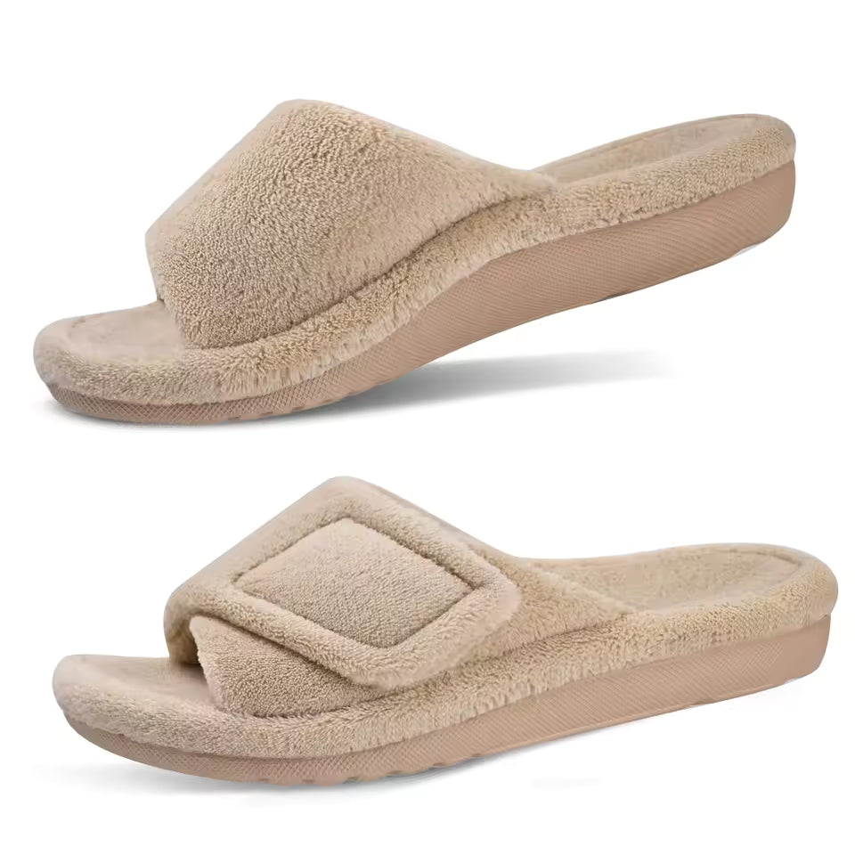 Casual Soft Flat Cross-Tied Hook And Loop Slides Orthopedic Slippers