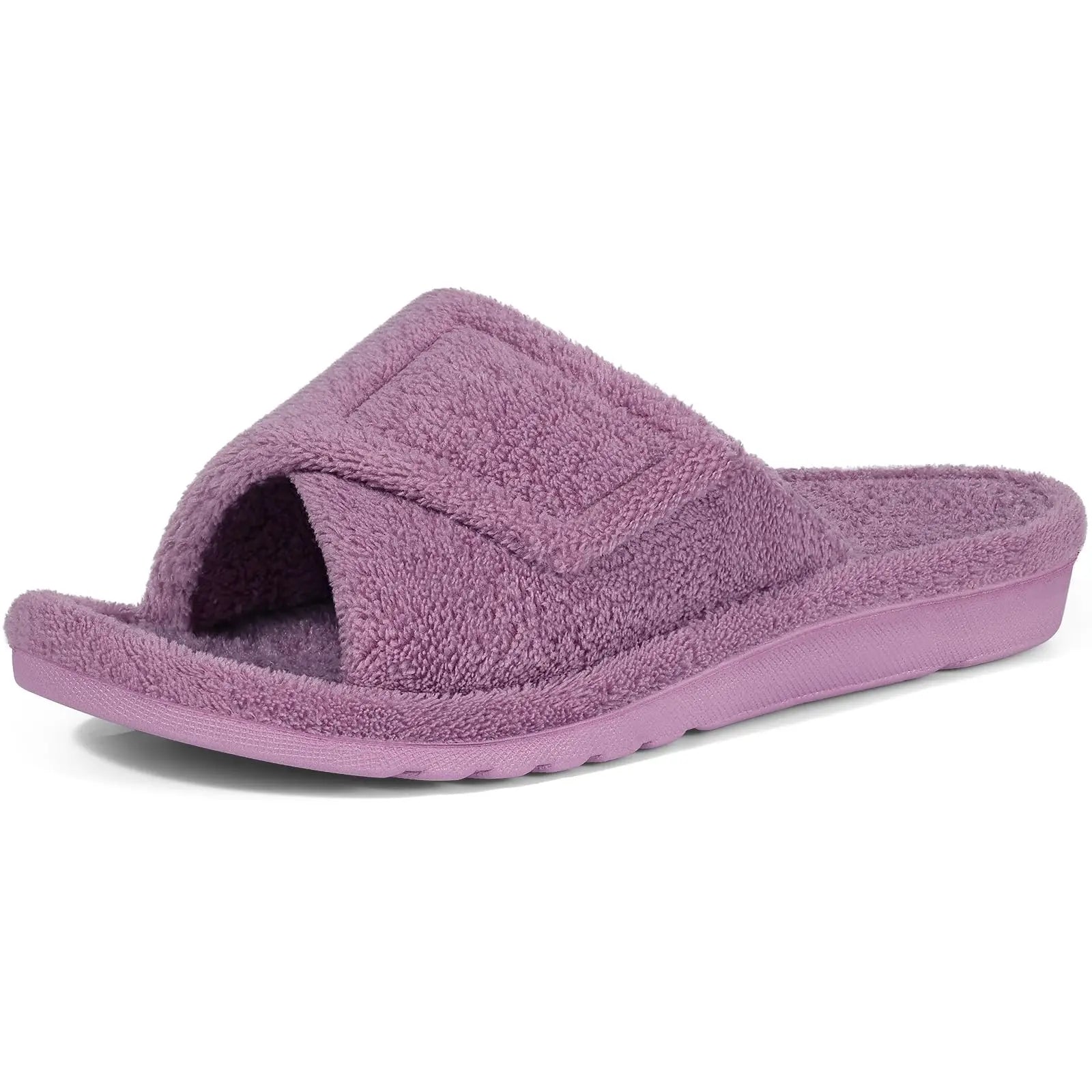 Casual Soft Flat Cross-Tied Hook And Loop Slides Orthopedic Slippers