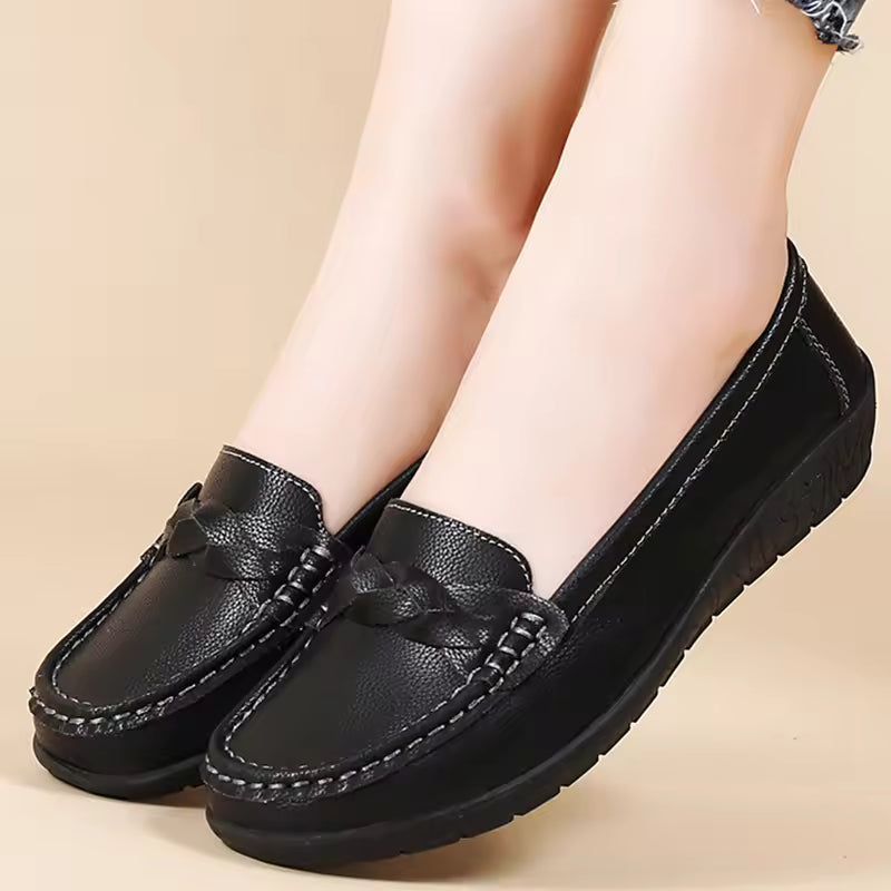 Casual Soft Leather Flats Slip On Loafer Split Leather Shoes