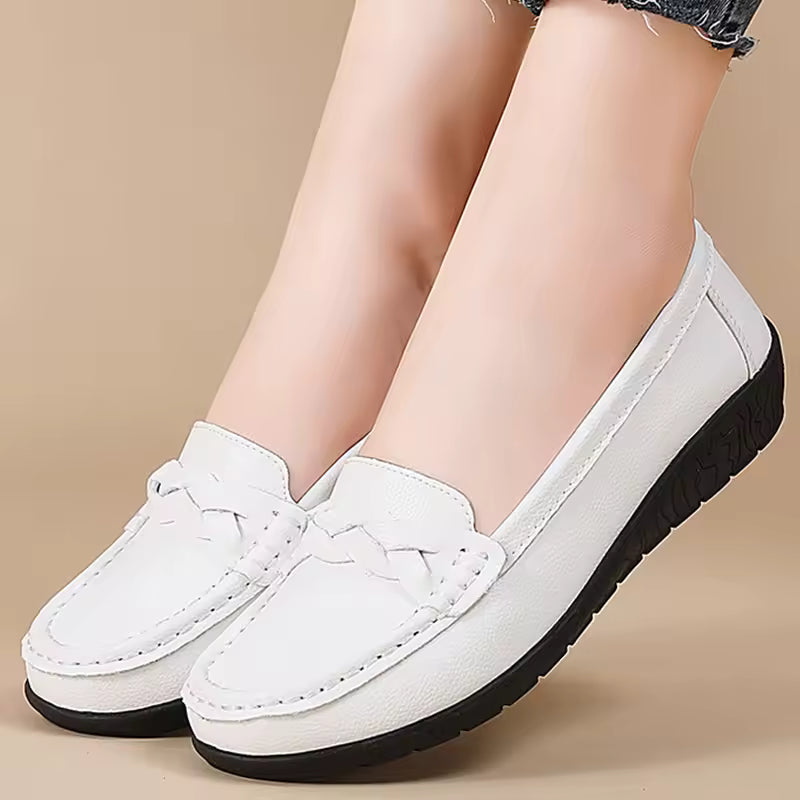 Casual Soft Leather Flats Slip On Loafer Split Leather Shoes