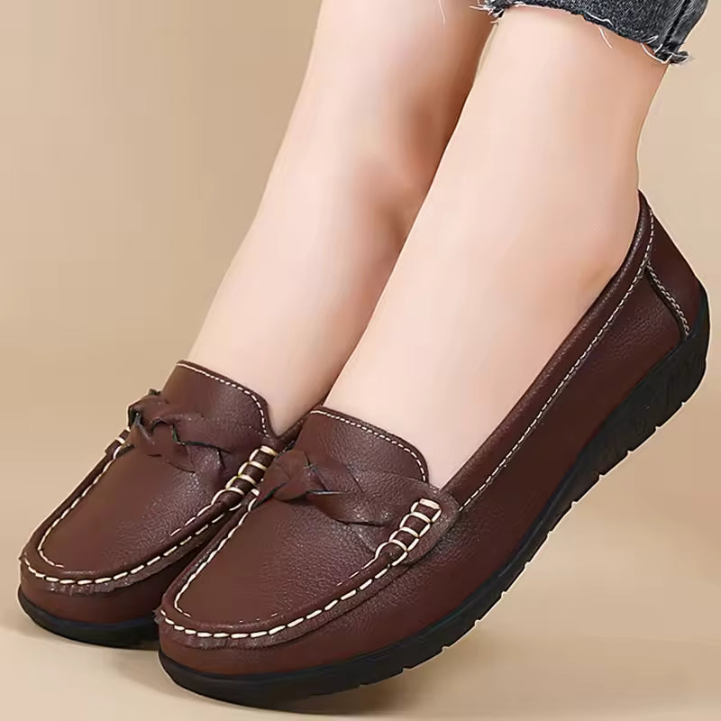 Casual Soft Leather Flats Slip On Loafer Split Leather Shoes