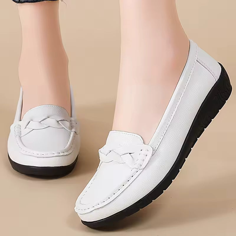 Casual Soft Leather Flats Slip On Loafer Split Leather Shoes