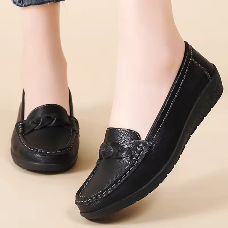 Casual Soft Leather Flats Slip On Loafer Split Leather Shoes