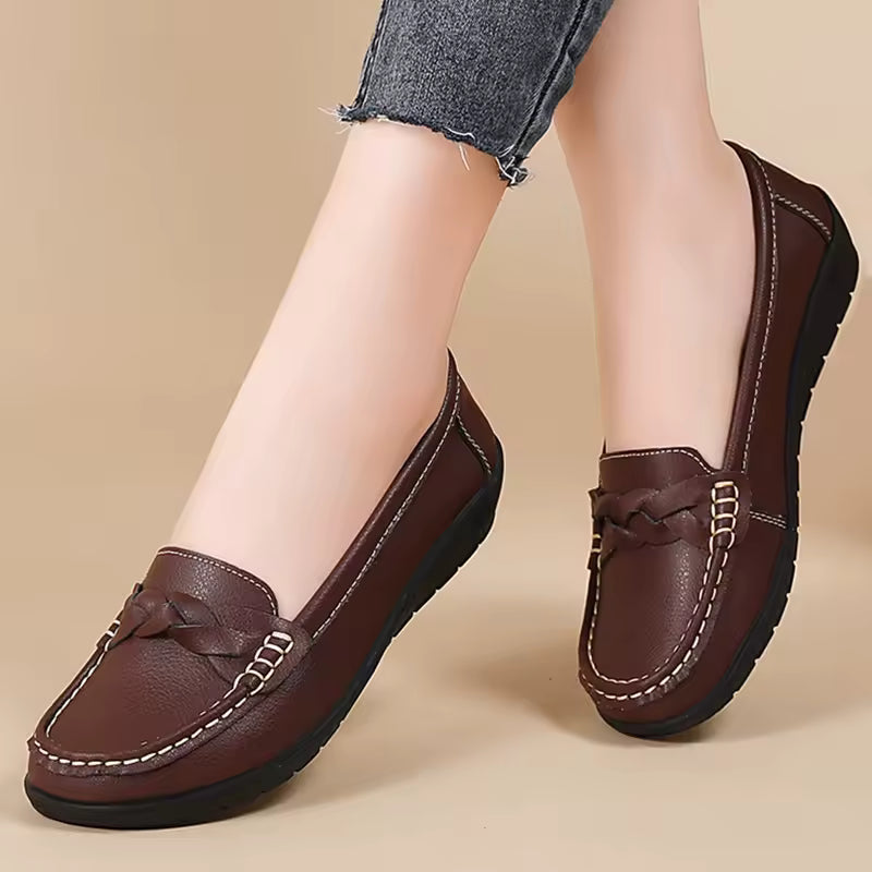 Casual Soft Leather Flats Slip On Loafer Split Leather Shoes