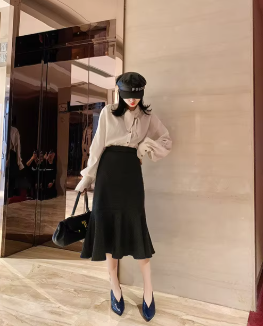 Casual Soft Leather Shallow Pointed Toe Thick Square Heel