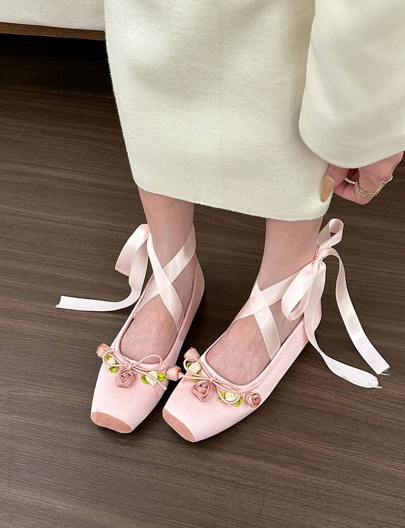 Casual Soft Sole Cross Ankle Strap Ballet Flats Square Toe Shallow Sandals
