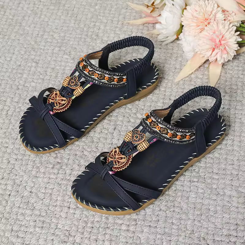 Casual Solid Polyester Front And Rear Open Strap Outdoor Sandals