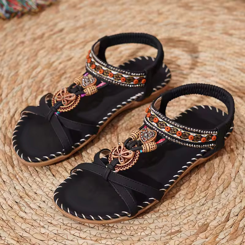 Casual Solid Polyester Front And Rear Open Strap Outdoor Sandals